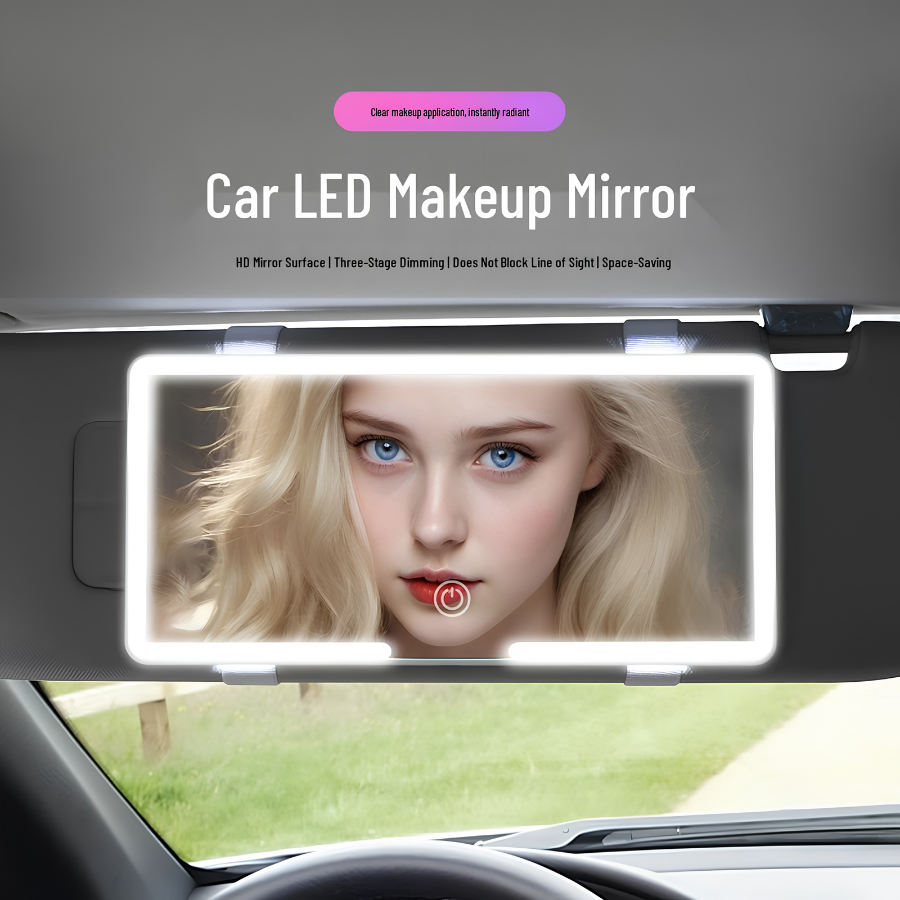 Rechargeable Vanity Mirror Car Makeup Mirror with LED Lights