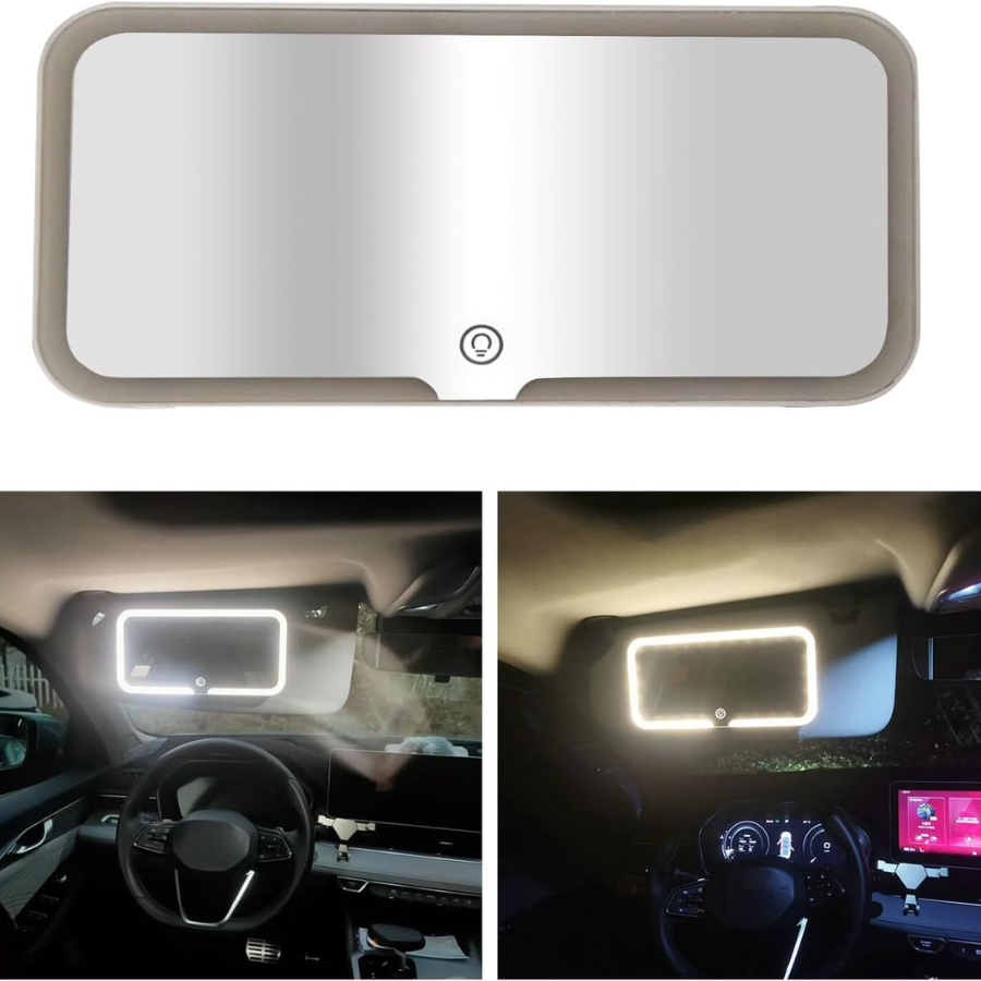 Rechargeable Vanity Mirror Car Makeup Mirror with LED Lights