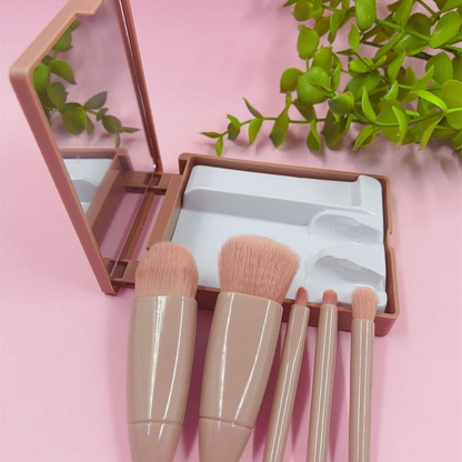 Makeup Brush Set With Mirror Case