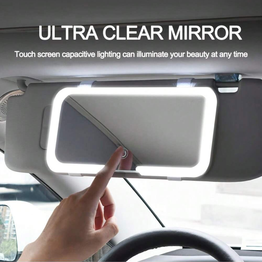 Rechargeable Vanity Mirror Car Makeup Mirror with LED Lights