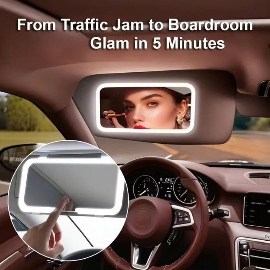 Rechargeable Vanity Mirror Car Makeup Mirror with LED Lights
