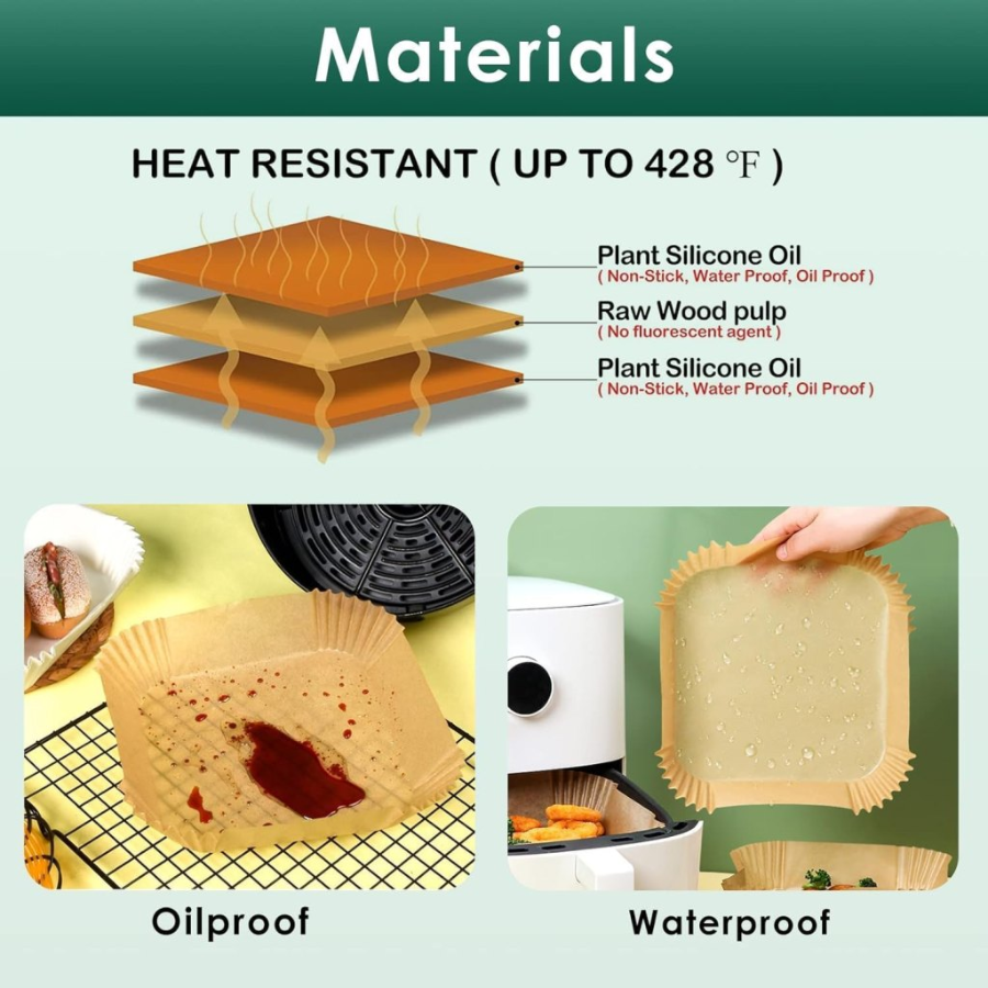 Air Fryer Paper Sheets - 100 PCS