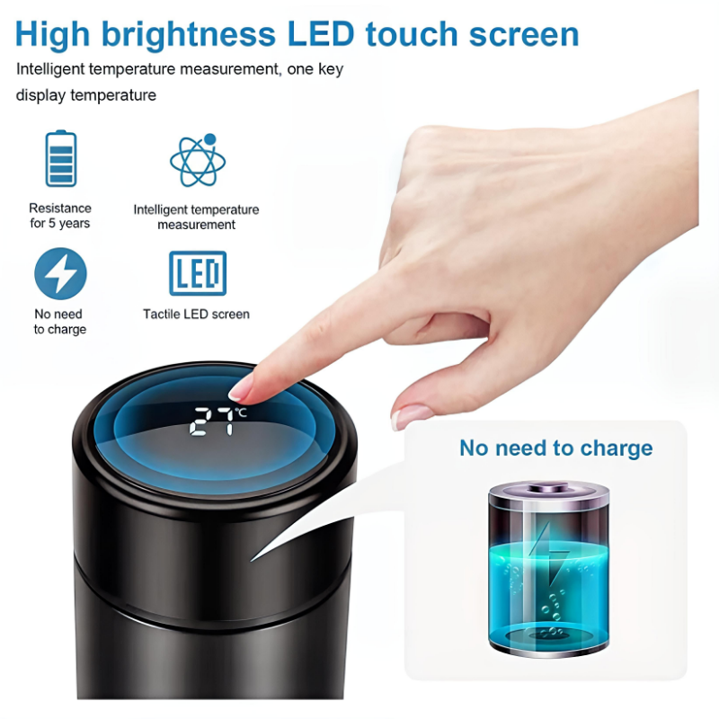 Water Bottle with LED Temperature Display