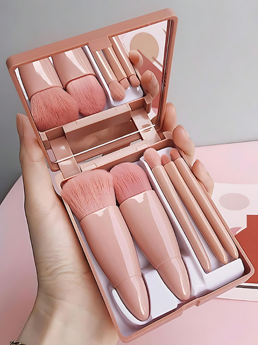 Makeup Brush Set With Mirror Case
